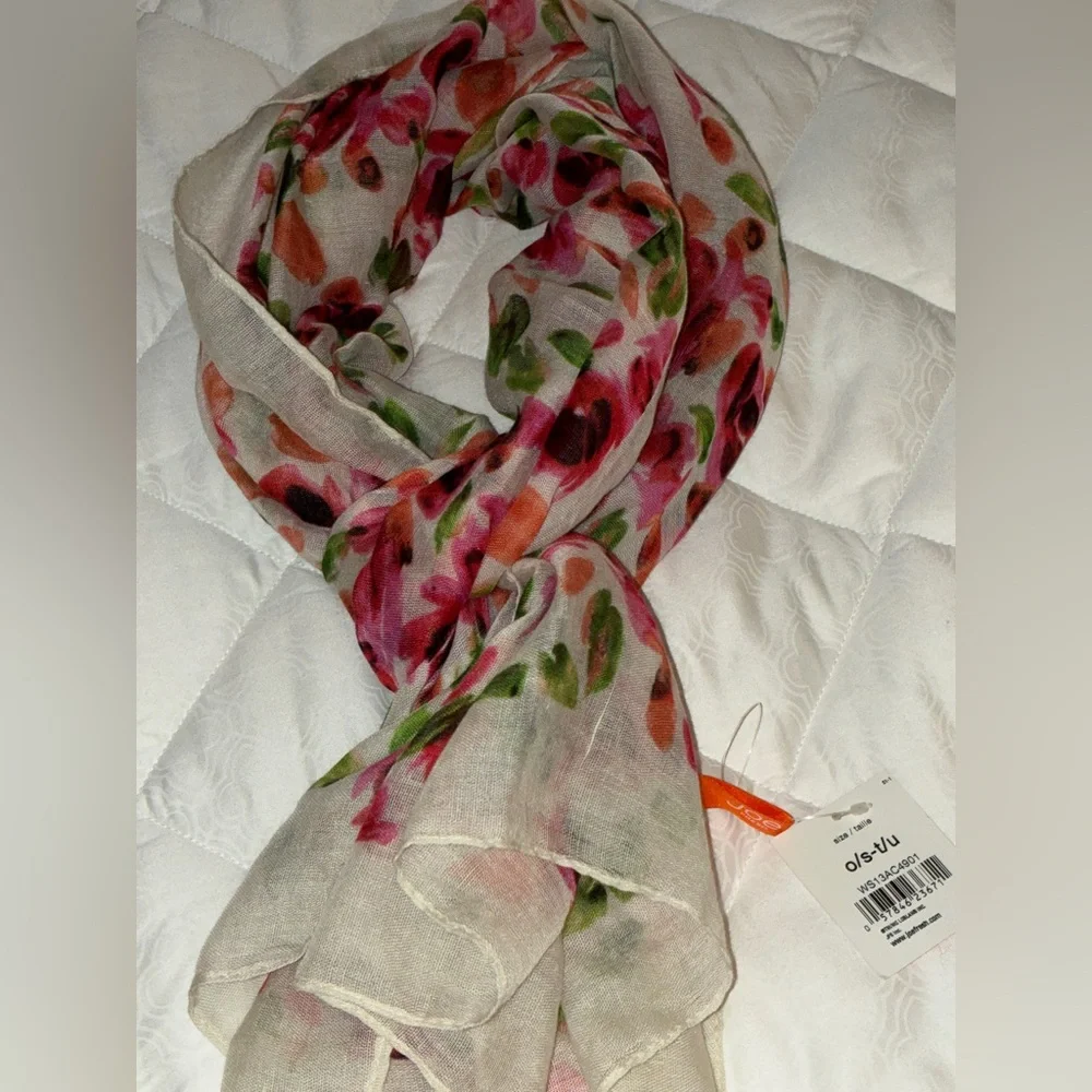 Joe Fresh Floral Scarf with Pink and Green Accents‎
